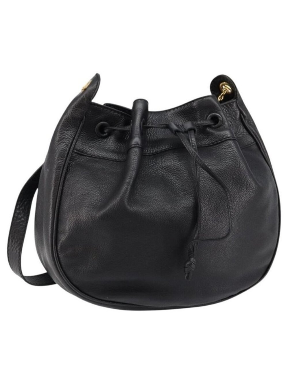 Authentic BOTTEGA VENETA Shoulder Bag Leather Black Gold